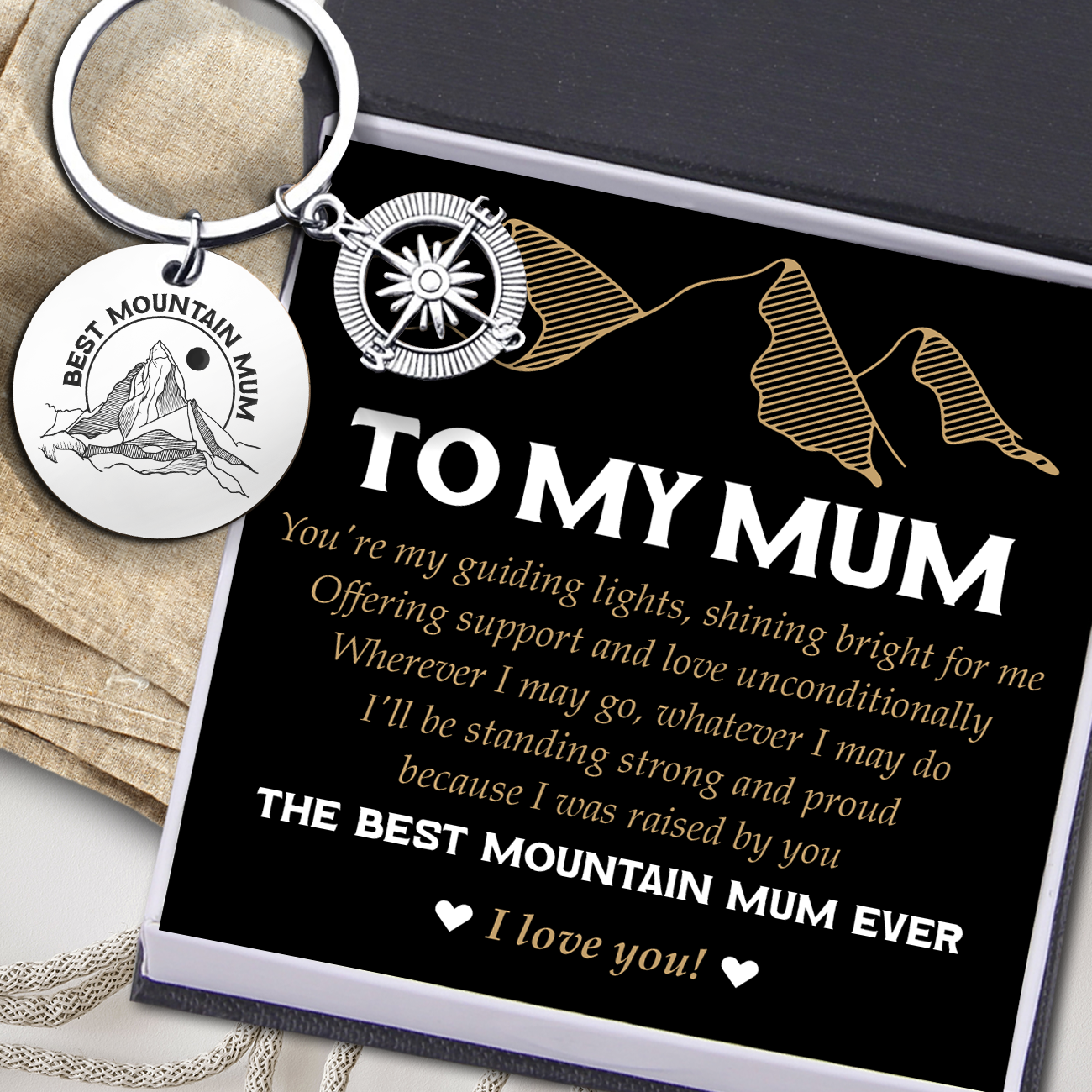 Compass Keychain - Hiking - To My Mum - The Best Mountain Mum Ever - Ukgket19002