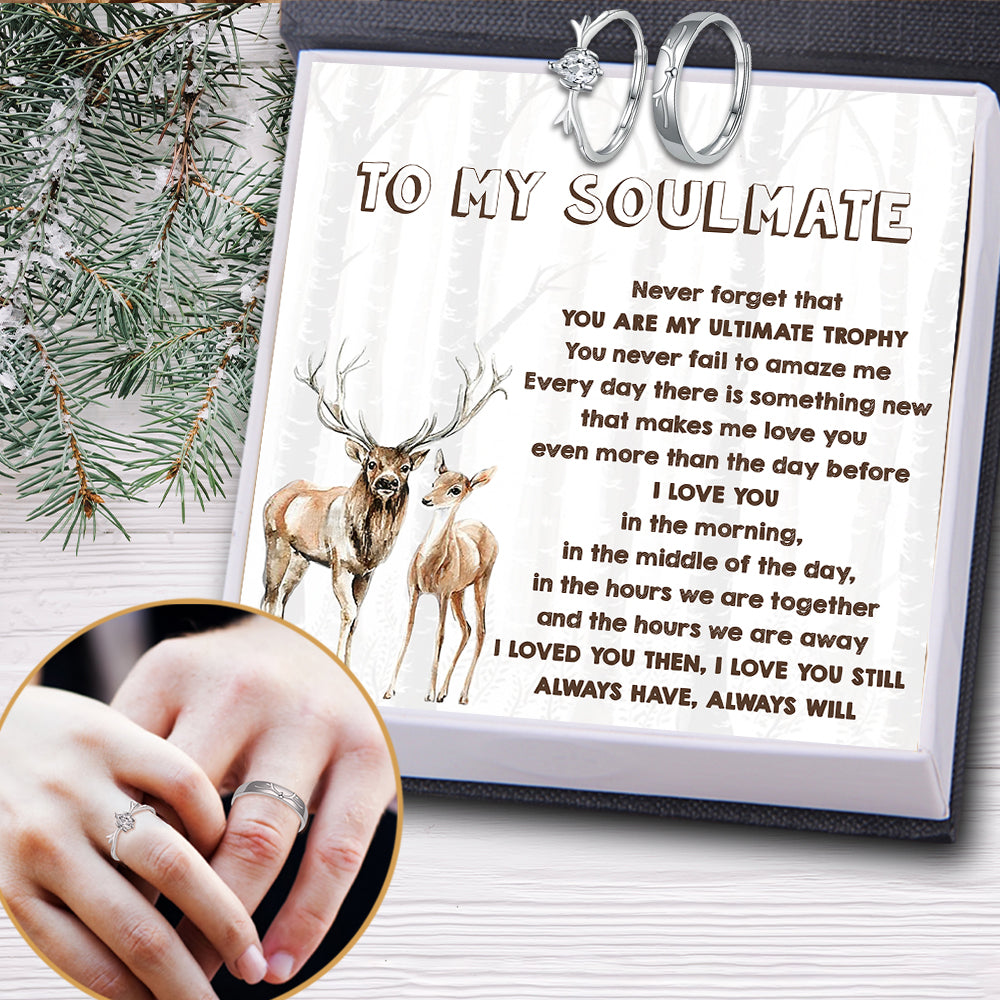 Antler Couple Rings Adjustable Size - To My Soulmate - You Are My Ultimate Trophy - Ukgrli13001