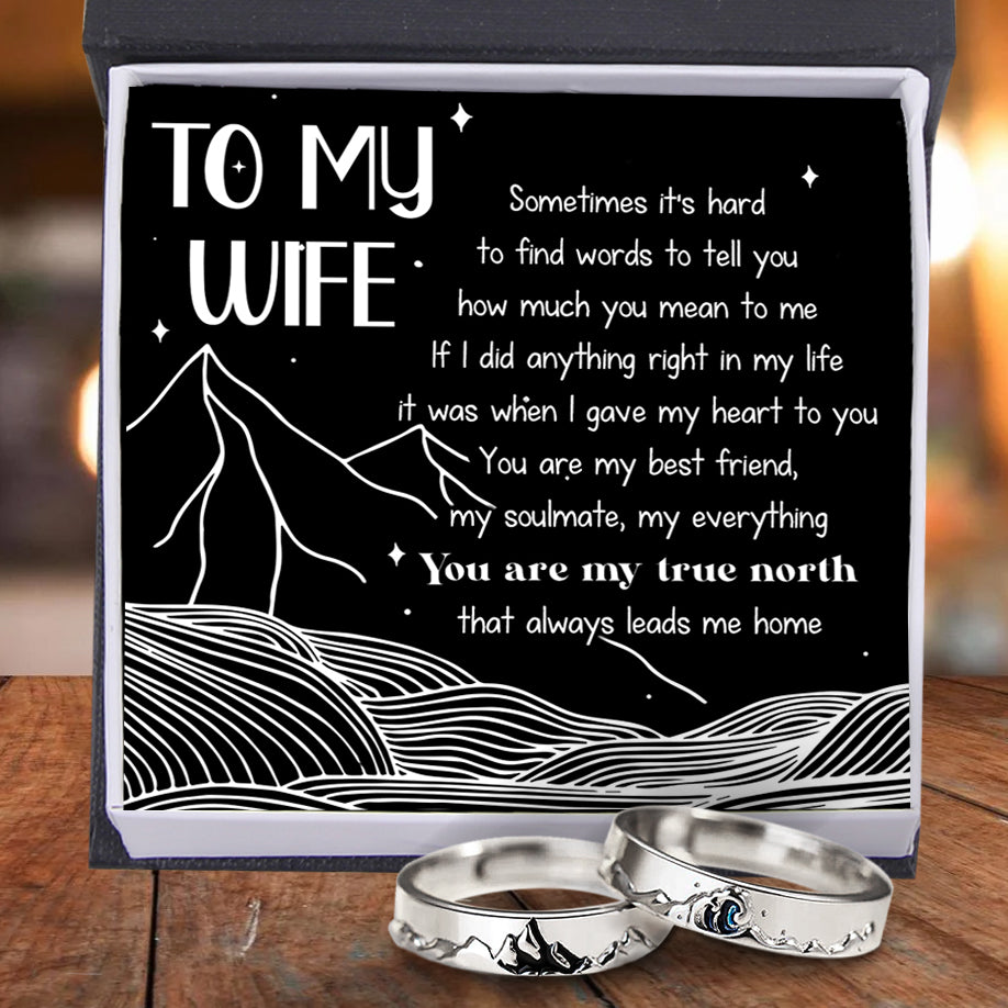 Mountain Sea Couple Promise Ring - Adjustable Size Ring - Family - To My Wife - You Are My True North - Ukgrlj15002