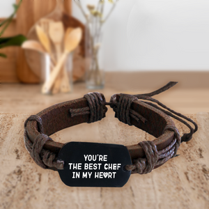 Leather Cord Bracelet - Cooking - To My Husband - You’re The Best Chef In My Heart - Ukgbr14006