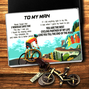 Engraved Cycling Keychain - Cycling - To My Man - I Wheelie Love You - Ukgkaq26002