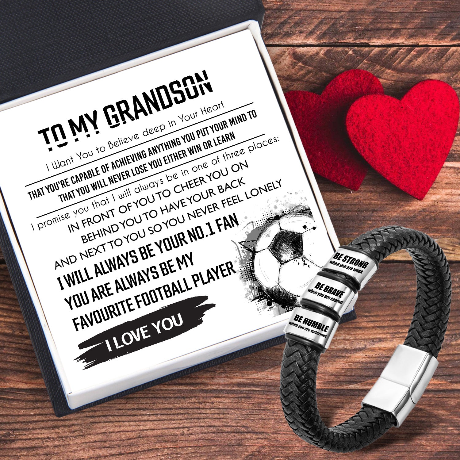 Leather Bracelet - Football - To My Grandson - I Love You - Ukgbzl22012