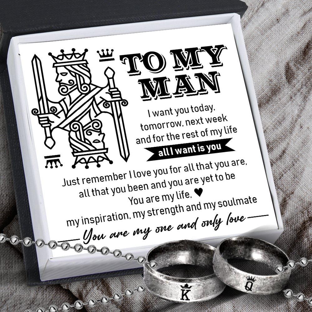 Couple Rune Ring Necklaces - Family - To My Man - All I Want Is You - Ukgndx26008