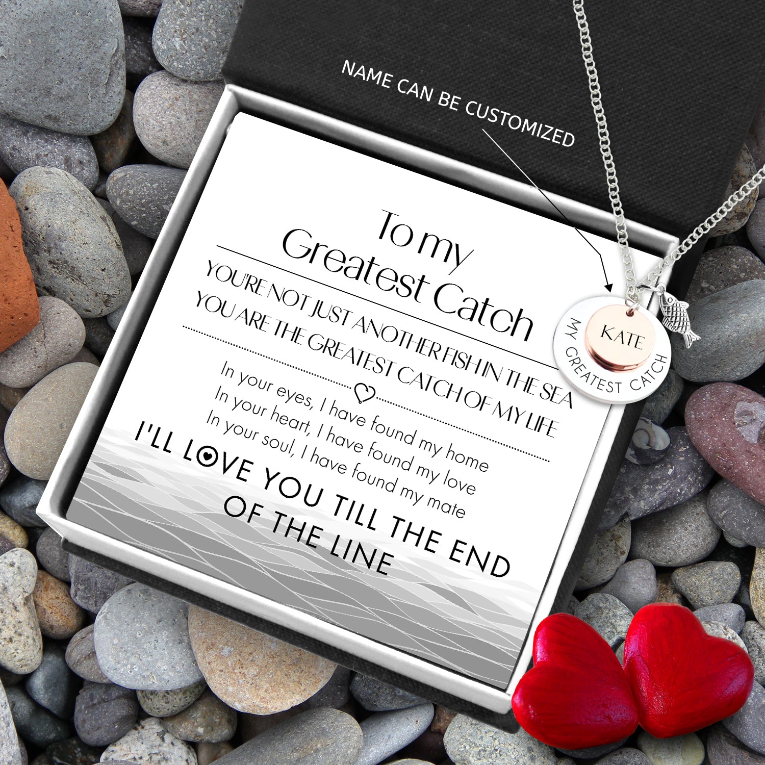 Personalised Fishing Double Round Pendants Necklace - Fishing - To My Greatest Catch - I'll Love You Till The End Of The Line - Ukgngb13003