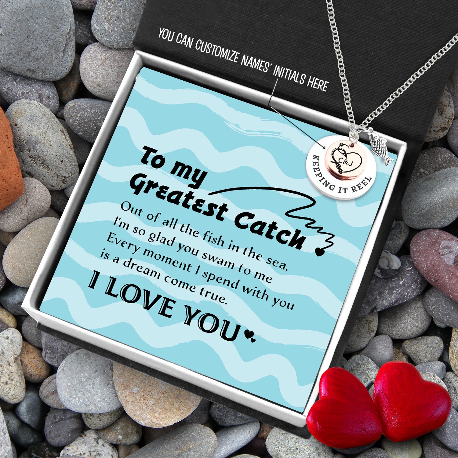Personalised Fishing Double Round Pendants Necklace - Fishing - To My Greatest Catch - I Love You - Ukgngb13001