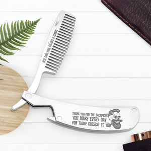 Folding Comb - To My Dad - Real Dads Have Tattoos & Beards - Ukgec18007