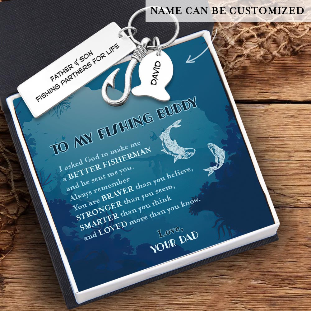 Personalised Fishing Hook Keychain - To My Son - From Dad - Father & Son Fishing Partners For Life - Ukgku16004 Standard Box