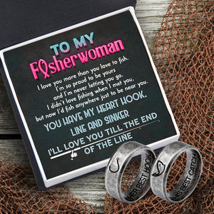 Fishing Couple Ring - Fishing - To My Fisherwoman - I Love You More Than You Love To Fish - Ukgrld13003