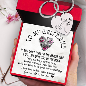 Heart Puzzle Keychain - Skull - To My Girlfriend - I Love You To The Bones & Back - Ukgkf13002
