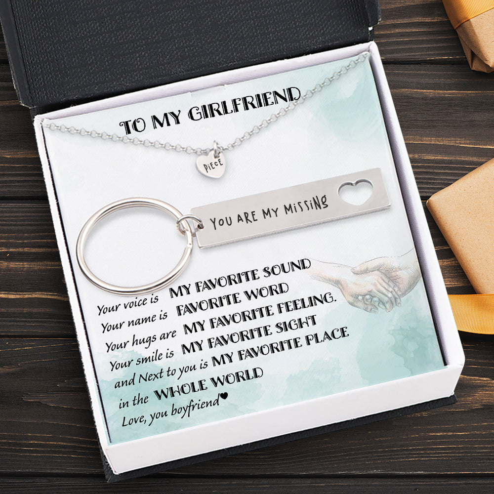 Heart Necklace & Keychain Gift Set - Family - To My Girlfriend - You Are My Missing - Ukgnc13002