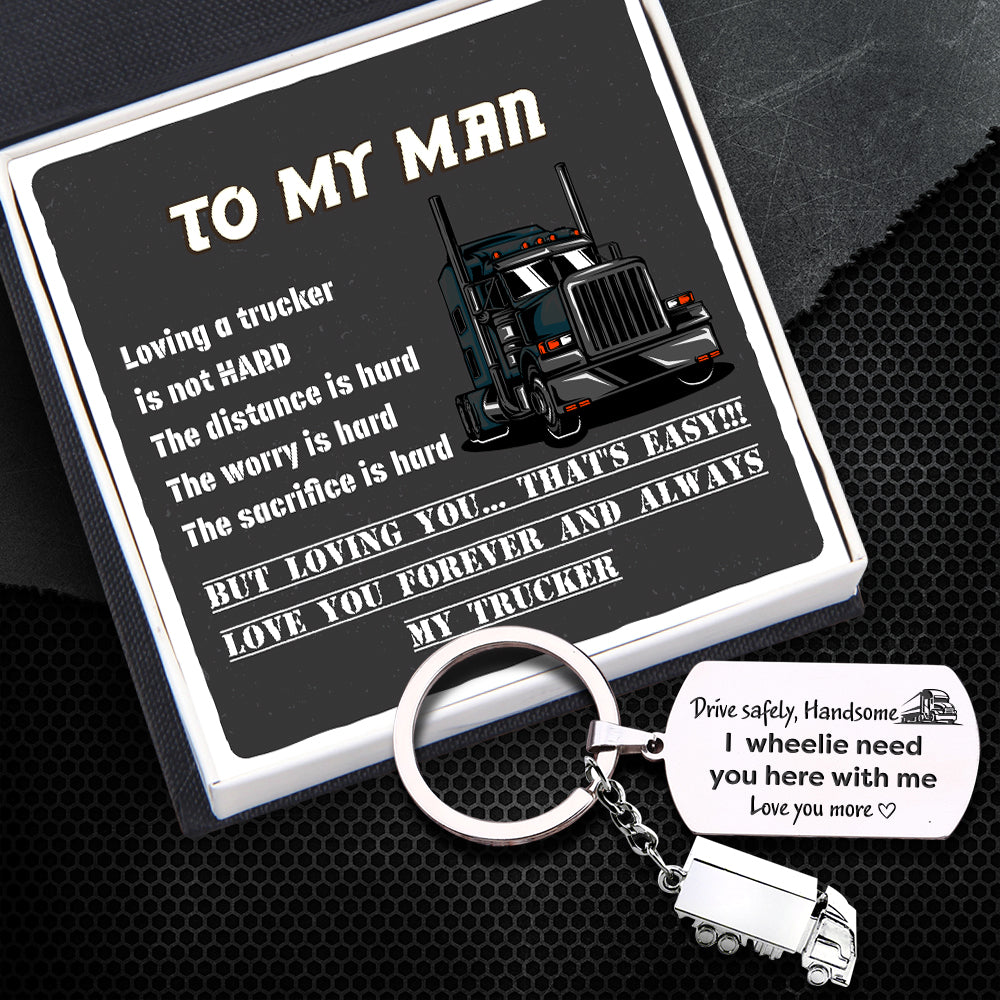 Tractor Truck Dog Tag Keychain - Trucker - To My Man - Drive Safely - Ukgkna26001