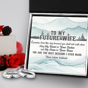 Mountain Sea Couple Promise Ring - Adjustable Size Ring - Family - To My Future Wife - May My Heart Be Your Shelter - Ukgrlj25003