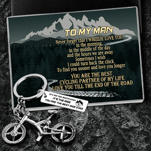 Silver Bicycle Keychain - Cycling - To My Man - I Wheelie Love You - Ukgkca26001