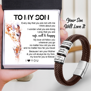 Leather Bracelet - Family - To My Son - My Love Will Follow You Wherever You Go - Ukgbzl16037