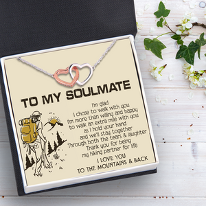 Interlocking Hearts Necklace - Hiking - To My Soulmate - I Love You To The Mountains & Back - Uksnp13004