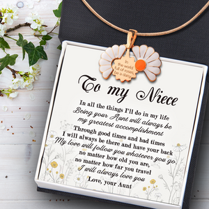 Hidden Message Daisy Necklace - Family - To My Niece - My Love Will Follow You Whatever You Go - Ukgngi28017