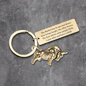 Stock Bull Keychain - Stock - To Myself - Relax And Have A Drink - Ukgkzd34001