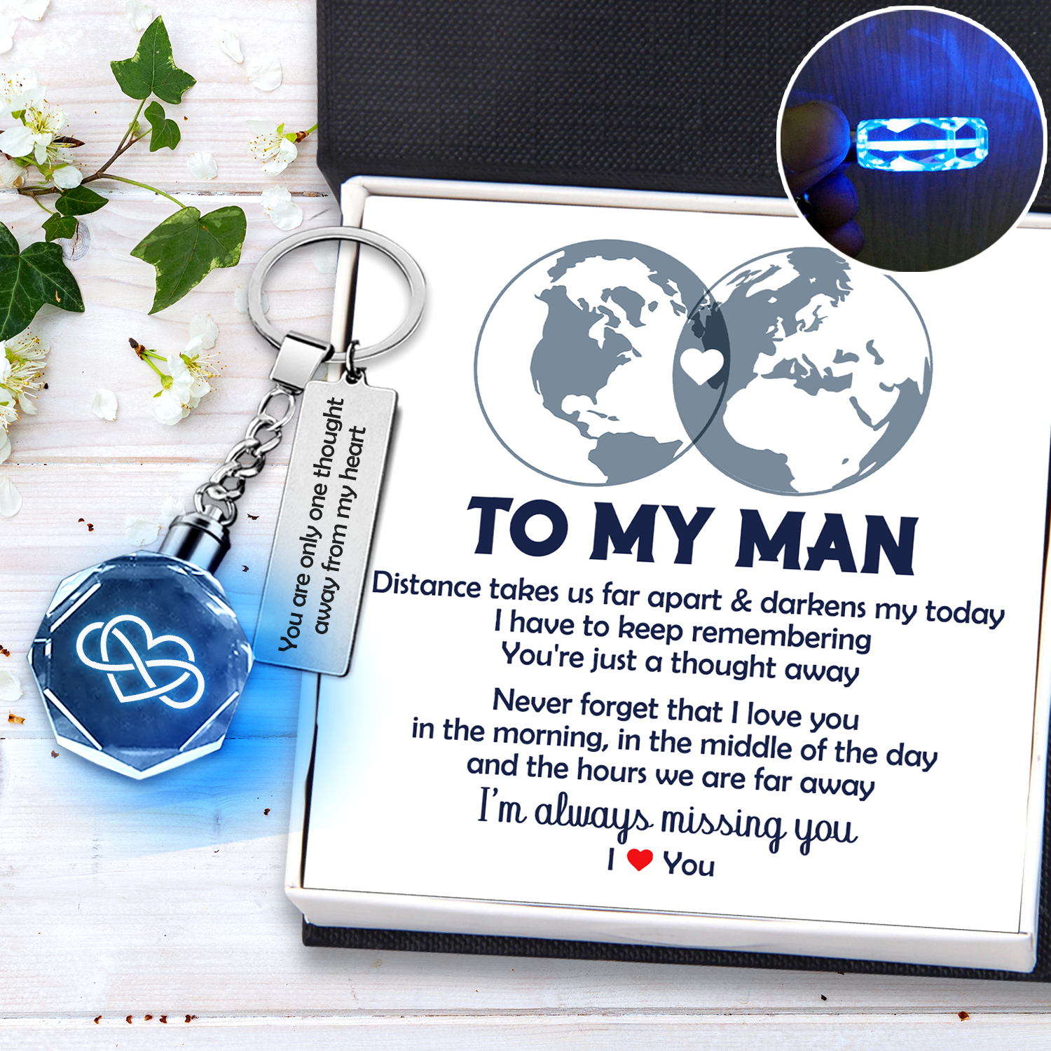 Led Light Keychain - Family - To My Man - You Are One Thought Away From My Heart - Ukgkwl26001