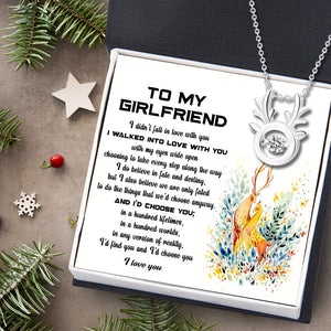Crystal Reindeer Necklace - Hunting - To My Girlfriend - I Walked Into Love With You - Ukgnfu13002