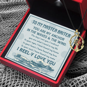 Vintage Anchor Compass Necklace - Fishing - To My Master Baiter - I Reel-y Love You - Ukgnfx26005