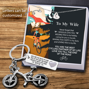 Personalised Heart Necklace Silver Bicycle Keychain Set - Cycling - To My Wife - Loving You - Ukgnfo15003