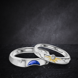 Sun Moon Couple Promise Ring - Adjustable Size Ring - Family - To My Man - Love You To The Moon And Back - Ukgrlk26004