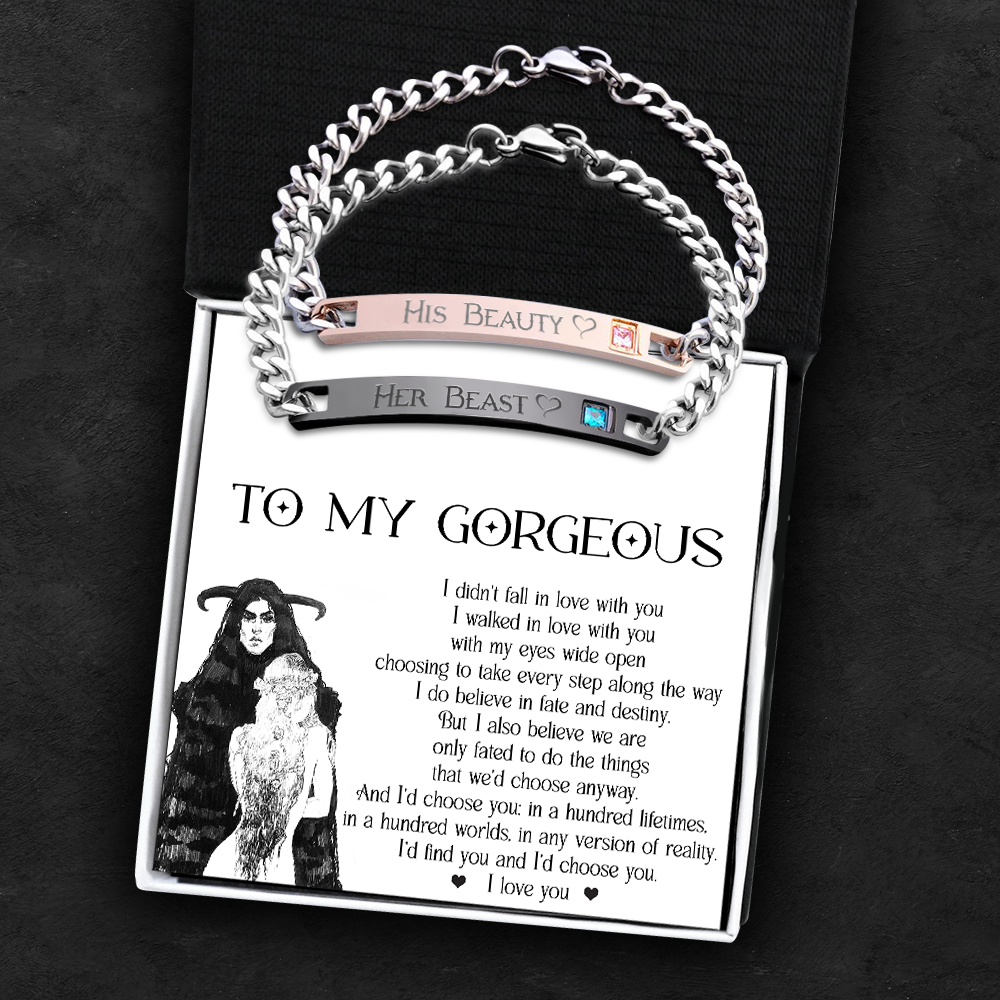 Chain Crystal Couple Bracelet - Family - To My Gorgeous - I Walked In Love With You - Ukgbzd13001