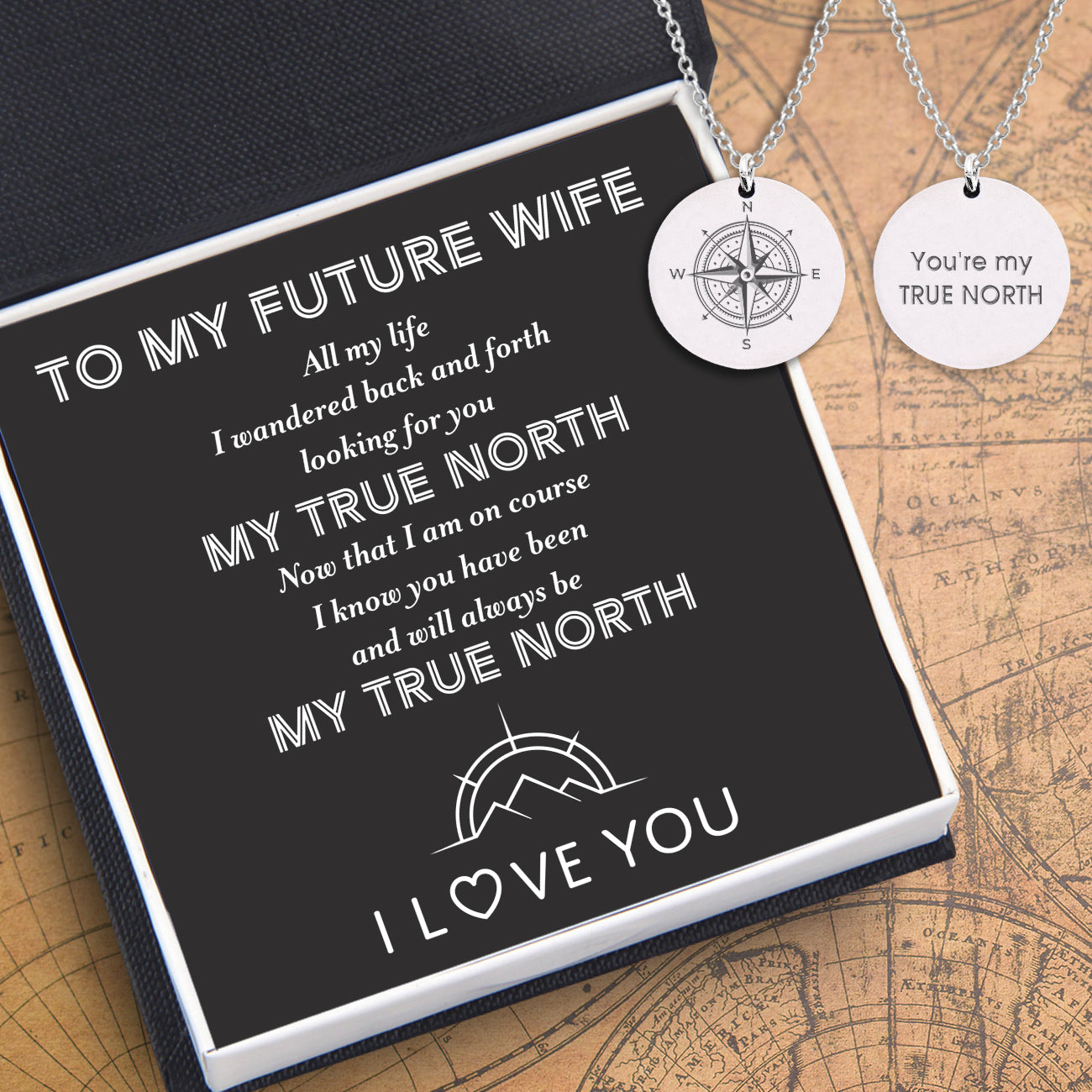 Round Necklace - Travel - To My Future Wife - You Will Always Be My True North - Ukgnev25001