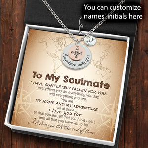 Personalised Compass Necklace - Travel - To My Soulmate - You Are My Home - Ukgnzx13002