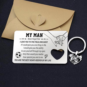 Wallet Card Insert And Heart Keychain Set - Football - To My Man - How Special You Are To Me - Ukgcb26006