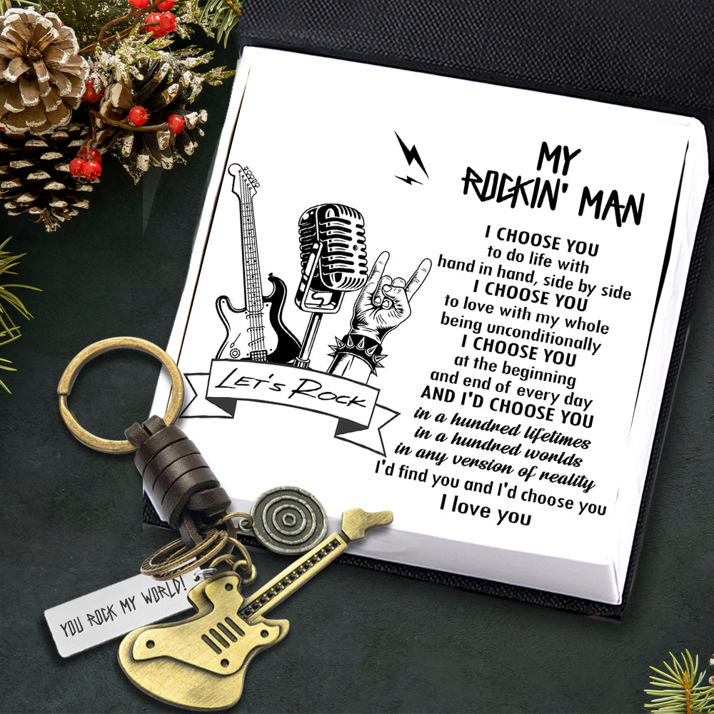 Vintage Guitar Bass Keychain - To My Man - You Rock My World - Ukgkzr26001