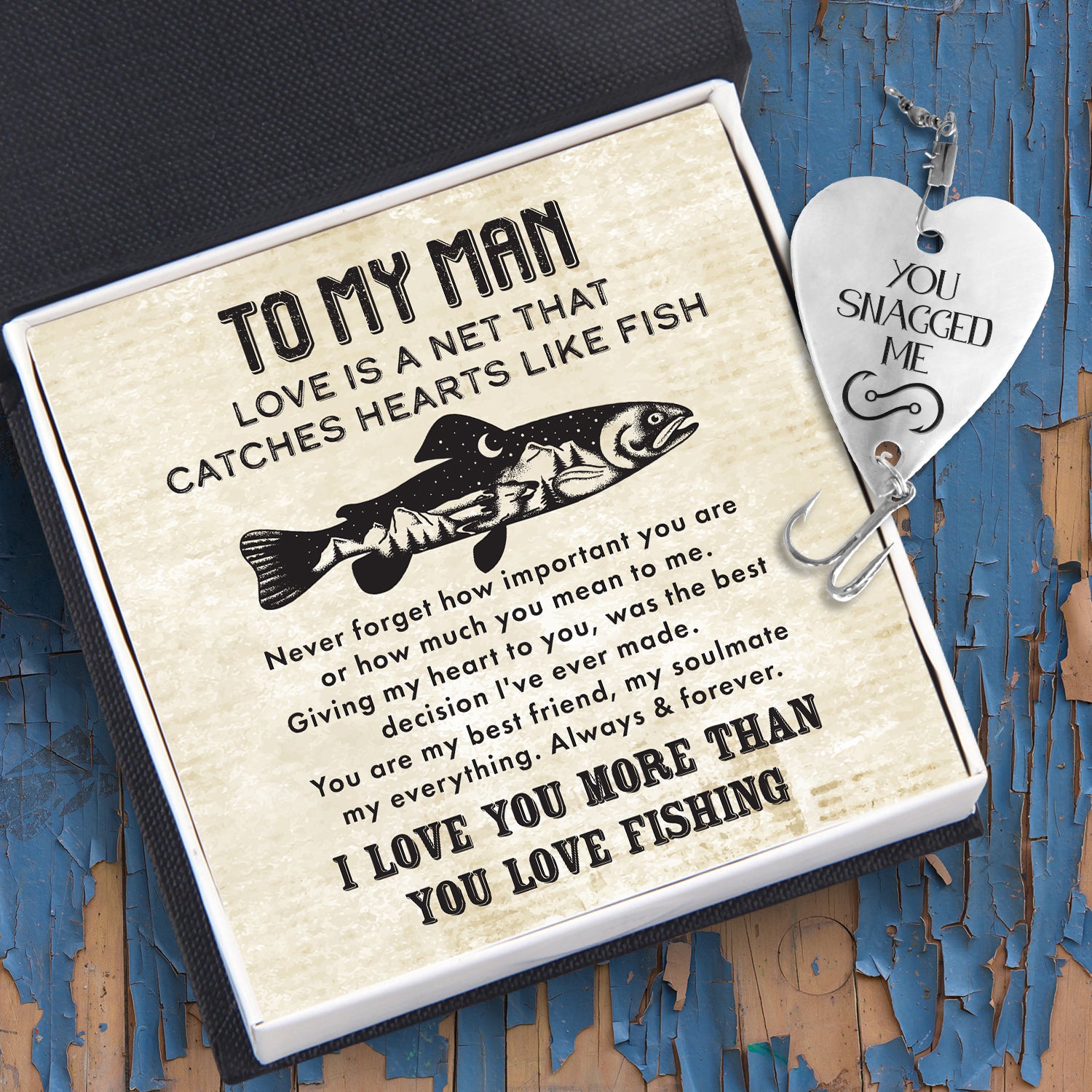 Fishing Valentine Gift Him Her My Fish Loves Me Duvet Cover