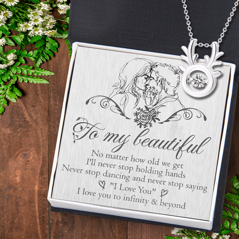 Crystal Reindeer Necklace - Family - To My Beautiful - No Matter How Old We Get - Ukgnfu15002