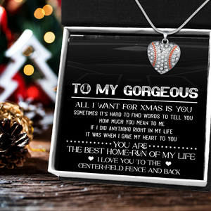 Baseball Heart Necklace - Baseball - To My Gorgeous - All I Want For Xmas Is You - Ukgnd13002