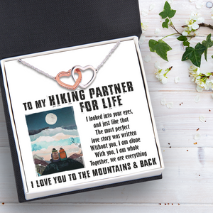 Interlocking Hearts Necklace - Hiking - To My Hiking Partner For Life - Together, We Are Everything - Uksnp13005