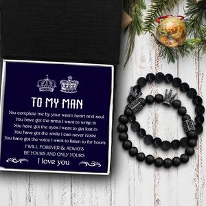 Personalised King & Queen Couple Bracelets - Family - To My Man - Be Yours And Only Yours - Ukgbae26005