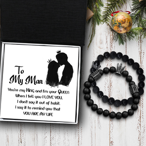 King & Queen Couple Bracelets - Family - To My Man - You Are My Life - Ukgbae26006