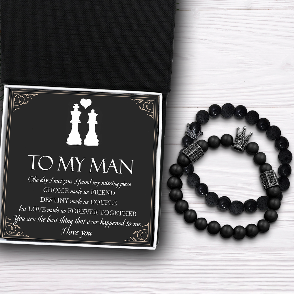 King & Queen Couple Bracelets - Family - To My Man - I Found My Missing Piece - Ukgbae26008