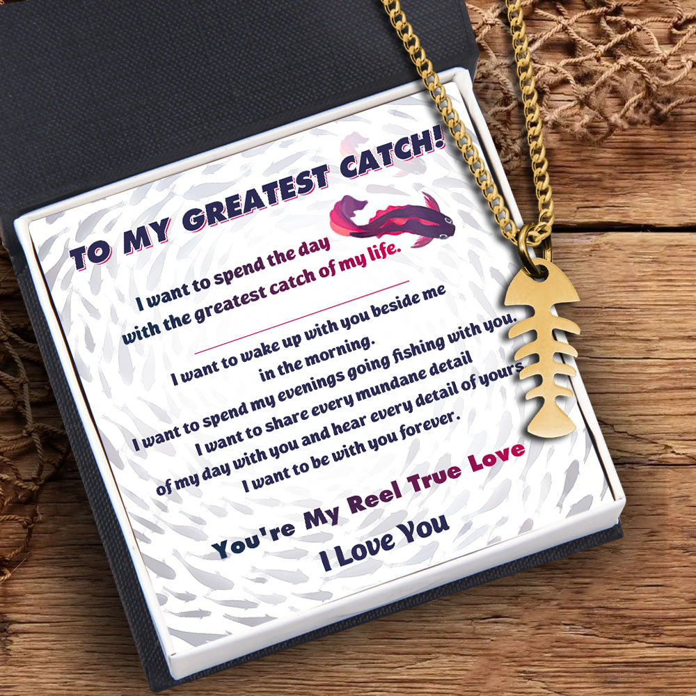 Fish Bone Necklace - Fishing - To My Greatest Catch - I Love You - Ukgngc13005