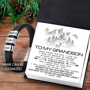 Personalised Leather Bracelet - Hunting - To My Grandson - From Granddad - Believe In Yourself - Ukgbzl22003
