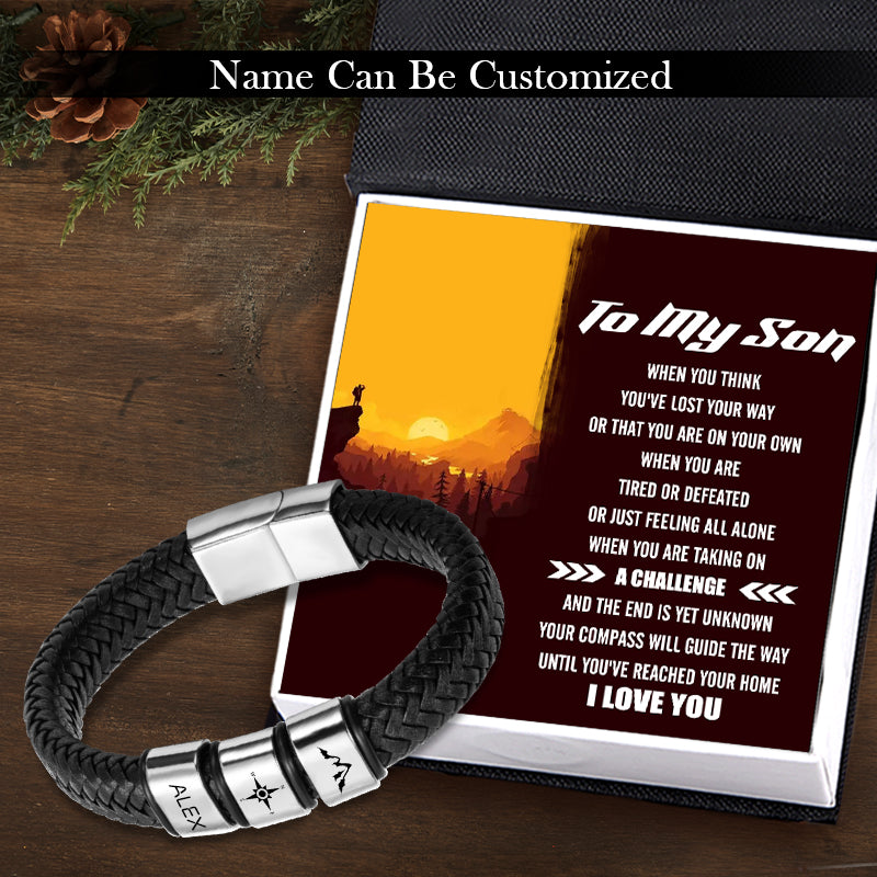 Personalised Leather Bracelet - Travel - To My Son - Your Compass Will Guide The Way - Ukgbzl16002