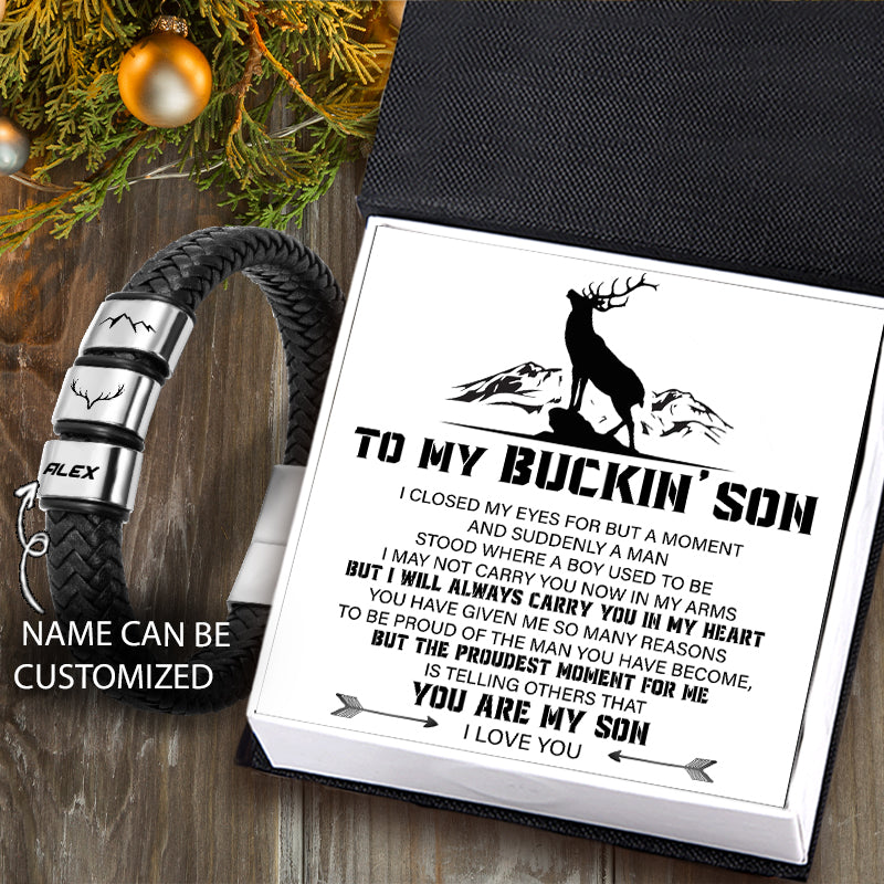 Personalised Leather Bracelet - Hunting - To My Buckin' Son - I Will Always Carry You In My Heart - Ukgbzl16007