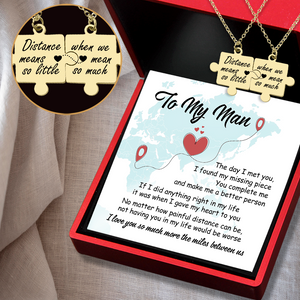Puzzle Piece Necklace - Family - To My Man - Distance Means So Little - Ukglmb26007