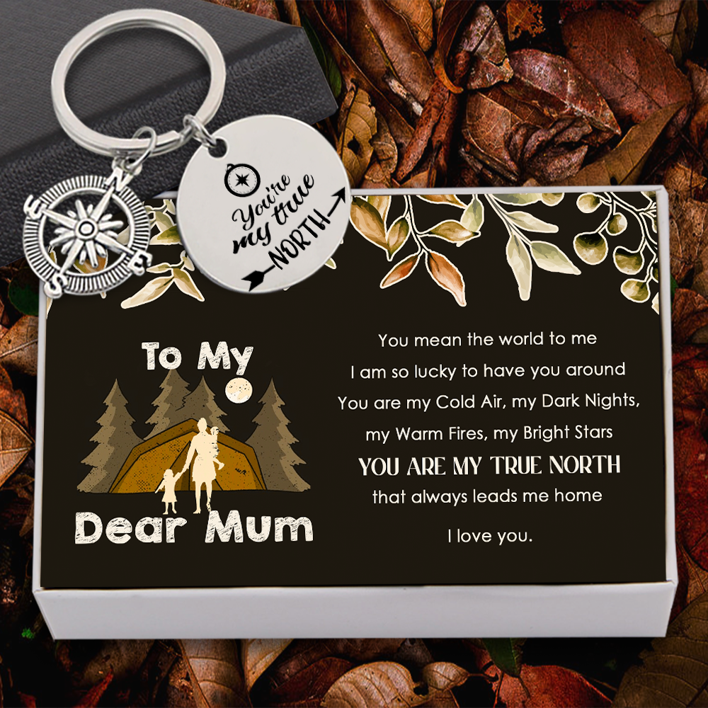 Compass Keychain - Camping - To My Dear Mum - You Mean The World To Me - Ukgkw19005