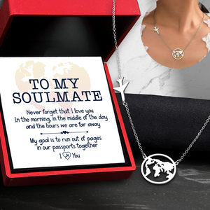 Airplane Globe Necklace - Travel - To My Soulmate - Never Forget That I Love You - Ukgnnv13001