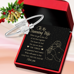 Heart Charm Bangle - Family - To My Wife - I Love You - Ukgbbe15001