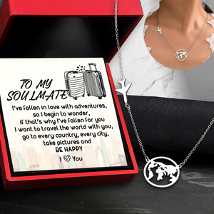 Airplane Globe Necklace - Travel - To My Soulmate - I Want To Travel The World With You - Ukgnnv13004