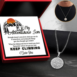 Men Compass Necklace - Hiking - To My Adventurous Son - Remember Whose Son You Are - Ukgnnw16003