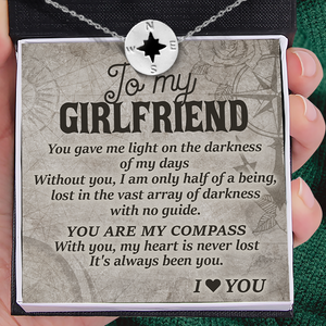 Compass Charm Necklace - Family - To My Girlfriend - With You, My Heart Is Never Lost - Ukglv13001