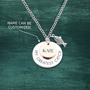 Personalised Fishing Double Round Pendants Necklace - Fishing - To The Greatest Catch - I Reeled You In - Ukgngb13004